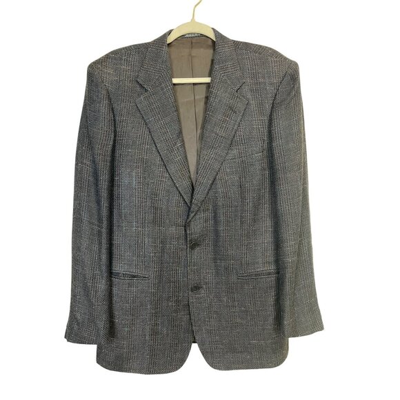 Mens Lubiam Two-Button Blazer Made In Italy Houndstooth Wool Silk Blend Size 42 - Picture 1 of 8